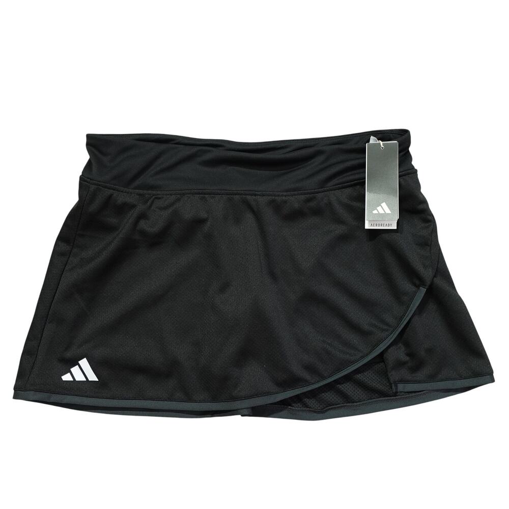 NWT Adidas Womens Club Tennis Skirt Mid-Rise Elastic Waist Stretch Black Size XL